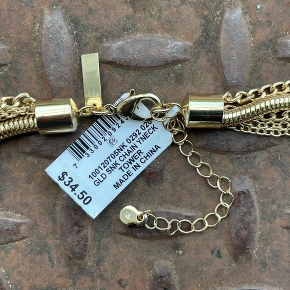 INC International Concept Women Necklace SNK Chain Long Tassel Gold Tone Yneck - Picture 10 of 12